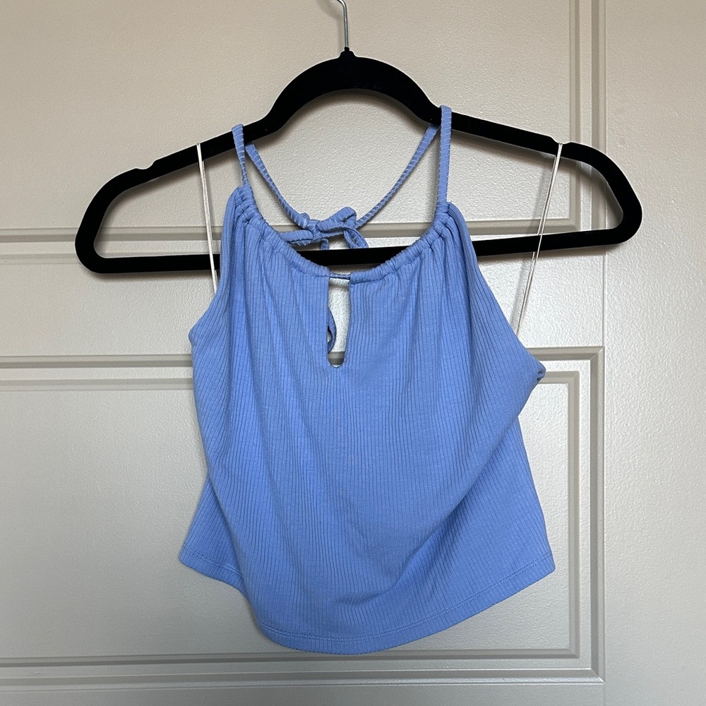 Wilfred Sky Blue Ribbed Halter Top